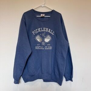 Pacific & Co Pickleball Social Club Blue Embroidered Sweatshirt 2XL Oversized